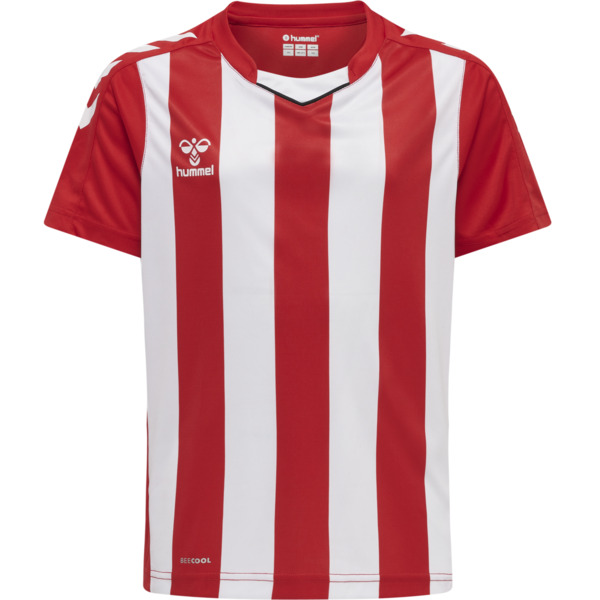 Hummel hmlCORE XK STRIPED JERSEY KIDS S/S - TRUE RED/WHITE - 116