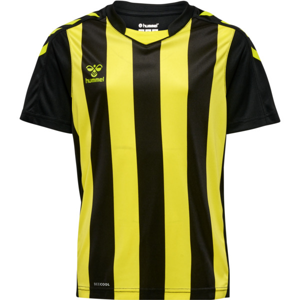 Hummel hmlCORE XK STRIPED JERSEY KIDS S/S - BLACK/BLAZING YELLOW - 116