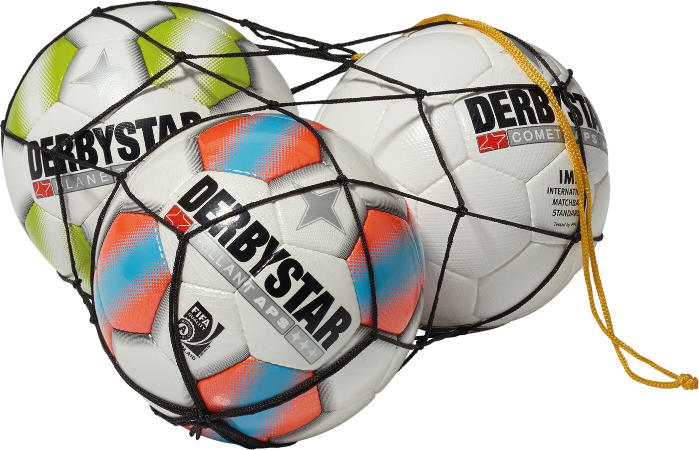 Derbystar Ballnetz Polyester, schwarz, für 3 Bälle