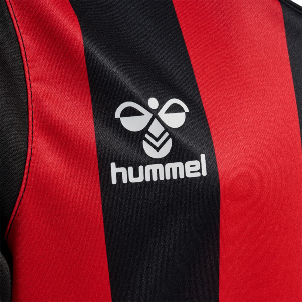 Hummel hmlCORE XK STRIPED JERSEY KIDS S/S - BLACK/TRUE RED - 116