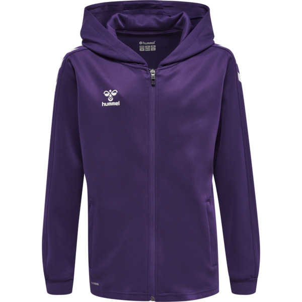 Hummel hmlCORE XK POLY ZIP HOOD SWEAT KIDS - ACAI/WHITE - 128