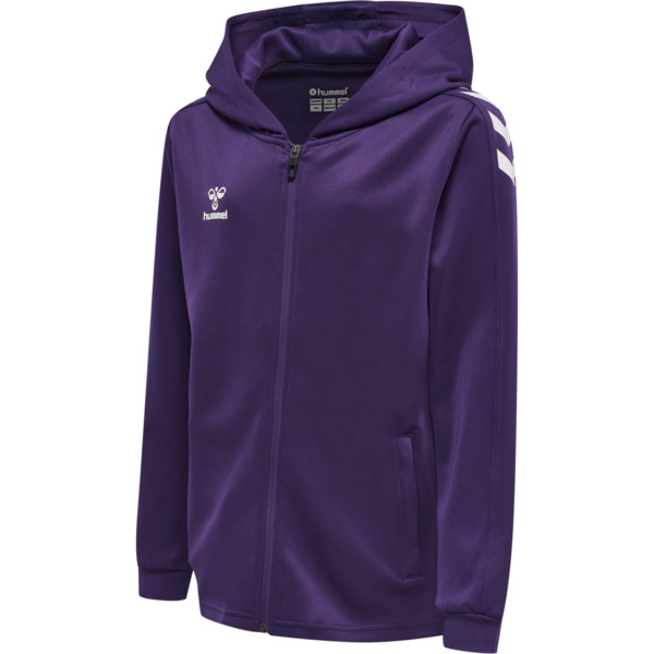 Hummel hmlCORE XK POLY ZIP HOOD SWEAT KIDS - ACAI/WHITE - 128